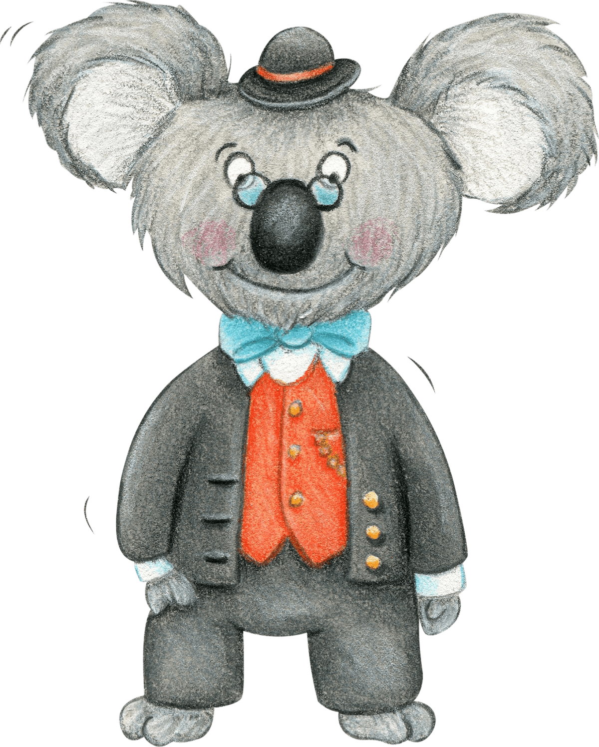 Adretter Koala mit Brille und Hut